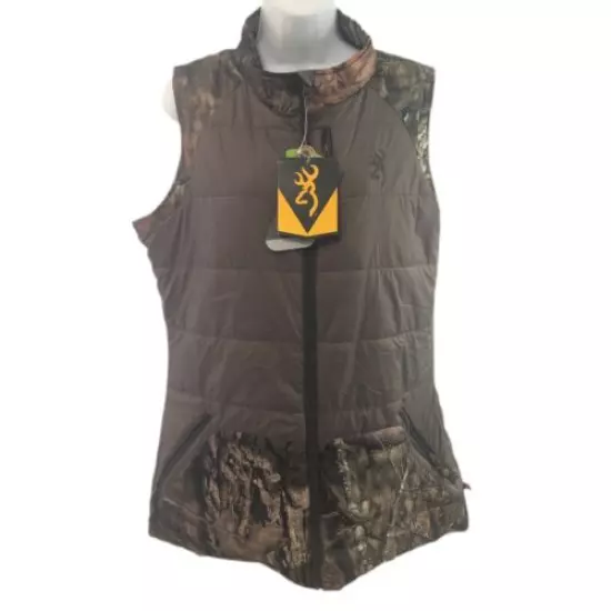 Browning Women's Full Zip Hunting Puffer Vest Sz Large A-TACS TD-X Camo NEW