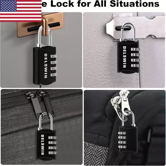 Small Combination Lock for Locker, 4-Digit Mini Combo Lock for Backpack