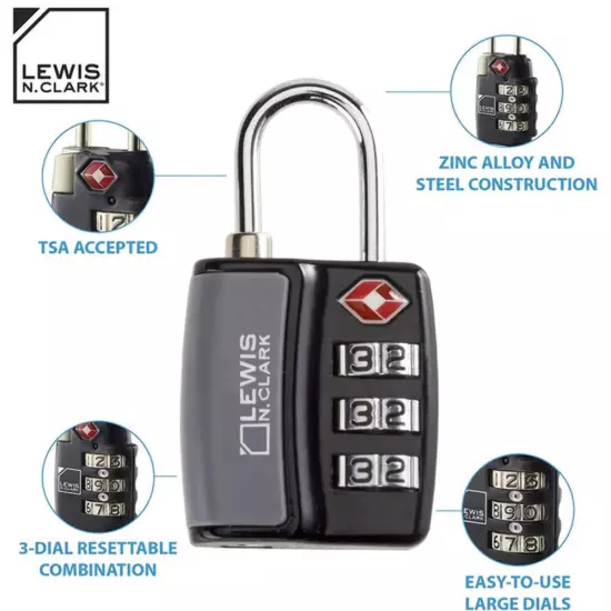 Lewis N. Clark Travel Sentry TSA-Approved Luggage Lock - Black