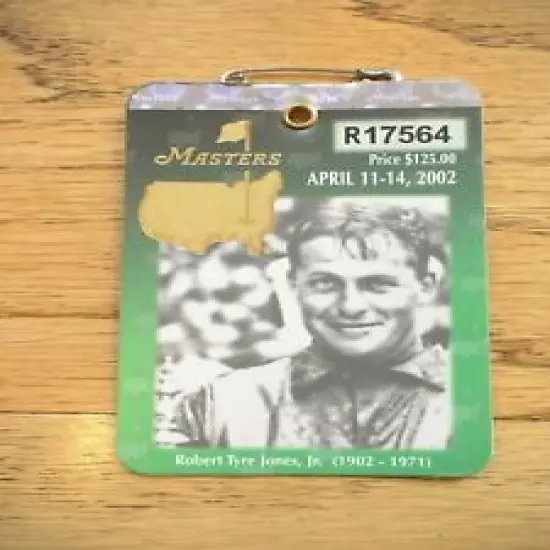 2002 MASTERS GOLF AUGUSTA NATIONAL BADGE TICKET TIGER WOODS 3rd WIN VERY RARE