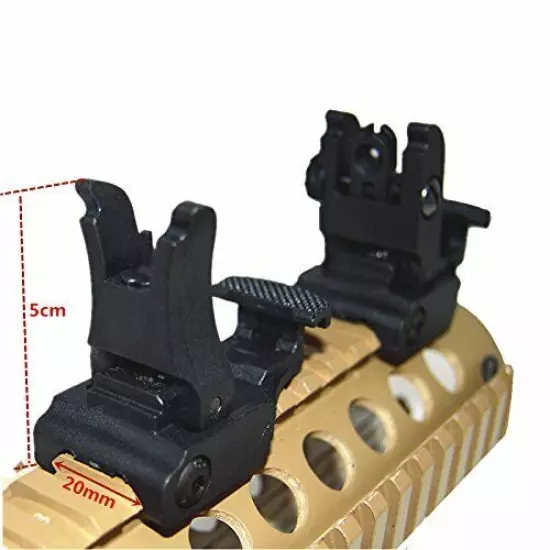 Low Profile Front and Rear Flip-Up Sight for Flat Top Rifles - 2 1/4"