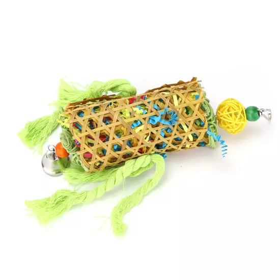 Bamboo Woven Bird Bite Toy Chew Training Paper Silk Cotton Rope Bird Hanging AD5