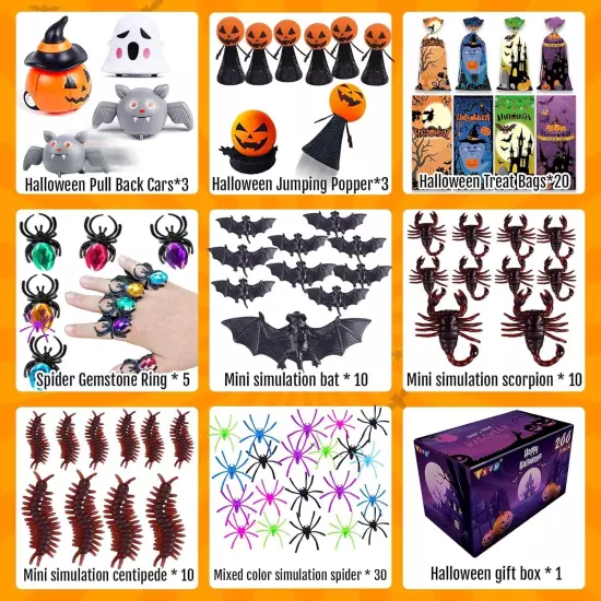 Exun 200PCS Halloween Party Favors, Bulk Toys for Treats,... 