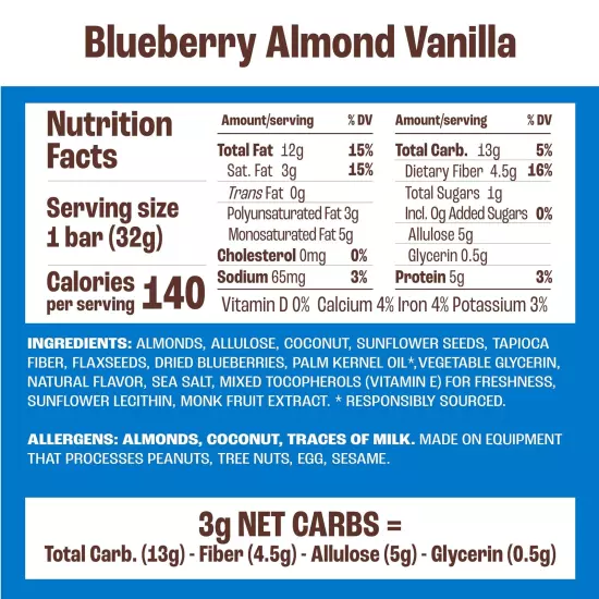 Munk Pack Chewy Granola Bars Blueberry Almond Vanilla - Healthy Low Sugar Sna...