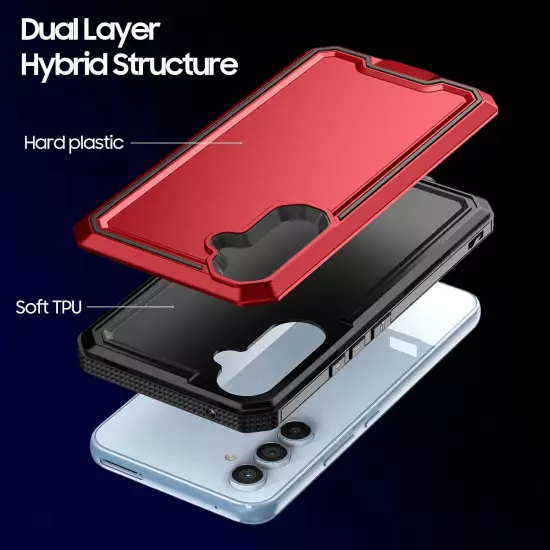 For Samsung Galaxy A14 A15 A54 5G Case PC+TPU Shockproof Cover +Tempered Glass