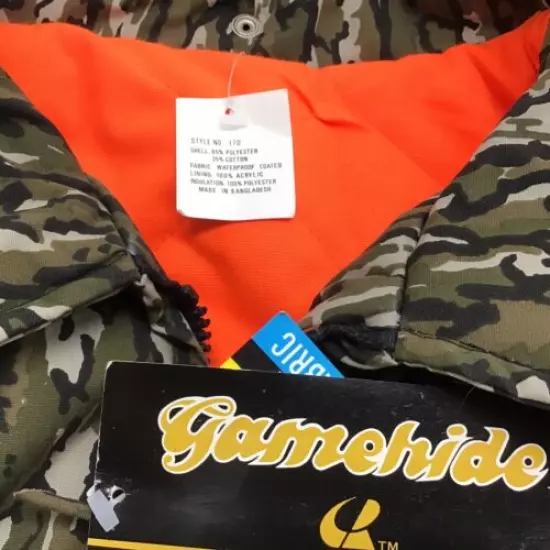 Gamehide Parka Jacket Coat Camo Reversible Blaze Orange Men's Size XL X-Large