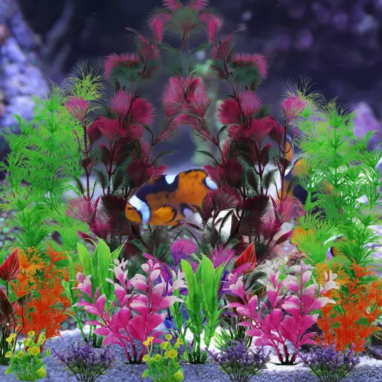 25 Pack Aquarium Plants, Fish Tank Decoration Colorful Artificial Fish Tank for