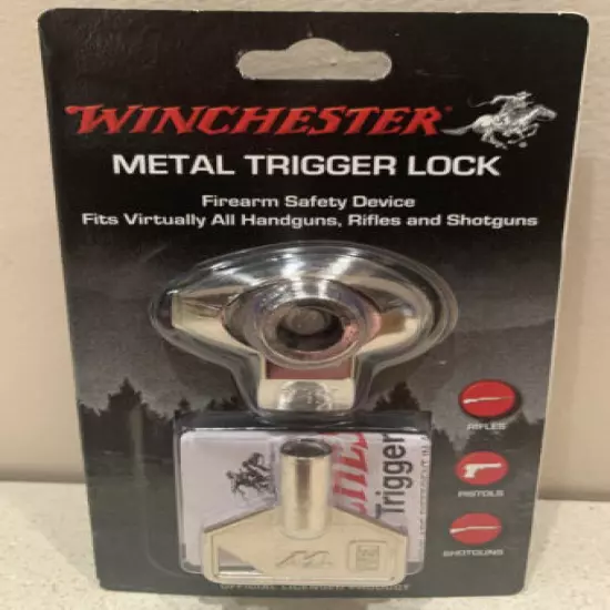 Winchester Metal Trigger Lock. Fits virtually all handguns, rifles, and shotguns