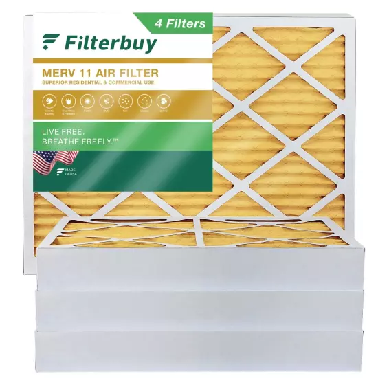 Filterbuy 20x25x4 Pleated Air Filters, Replacement for HVAC AC Furnace (MERV 11)