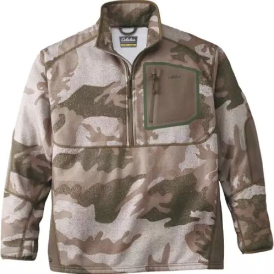 Cabela's Men's Outfitter Camo Merino Wool Waterproof 1/2 Zip Hunting Pullover