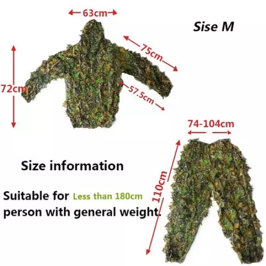 Outdoor Ghillie Suit Camouflage Clothes Jungle Suit Training Leaves Hunting Suit