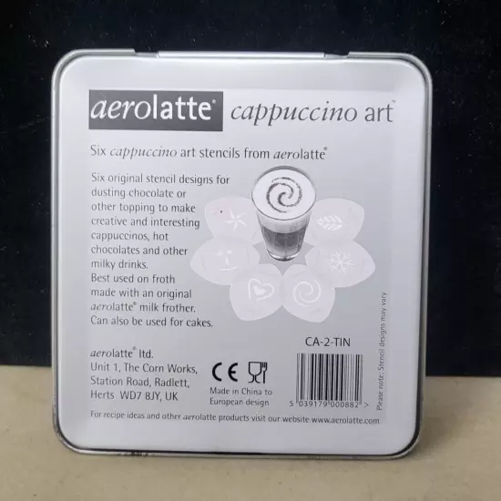 Aerolatte Cappuccino Stencil Set, For Latte Coffee Art Set of 6 Stencils