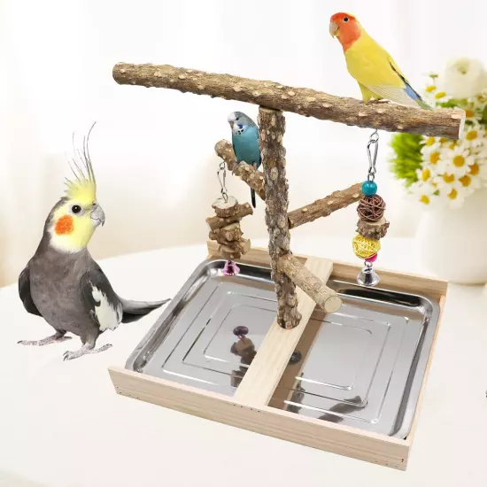 Large Bird Perch Stand Toy Natural Pepper Wood Parrots Playground with Remov