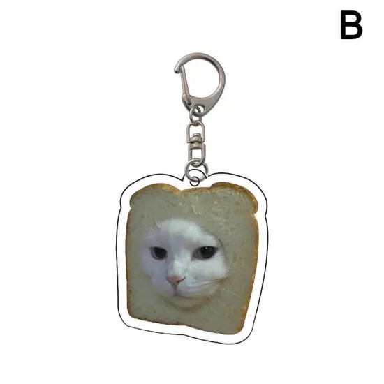 Vintage Cute Fun Toast CATS Acrylic Keychain Pendant N8W0