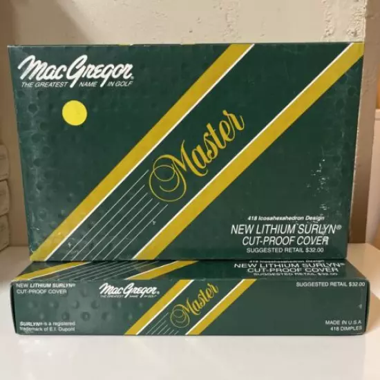 2 Boxes Vintage MacGregor Master 418 Icosahexahedron Design Balls Yellow NEW