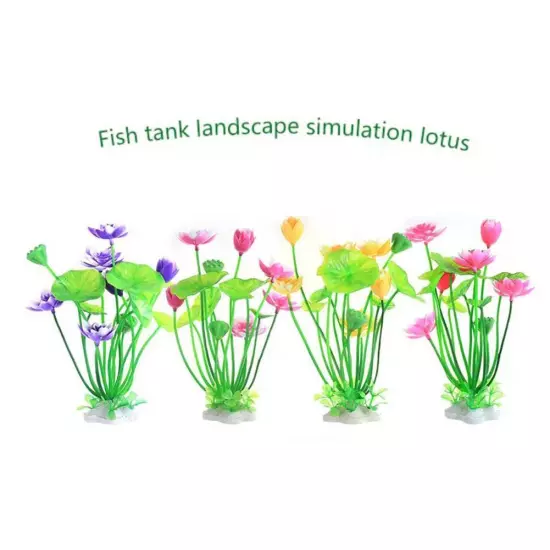 Artificial ,Lotus Decoration Aquarium Water Grass Decor Fish Tank Lan