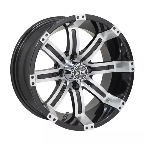 GTW Machined/Black Golf Cart Wheel | 12x7 | Centered | 4x101.6mm Bolt Pattern