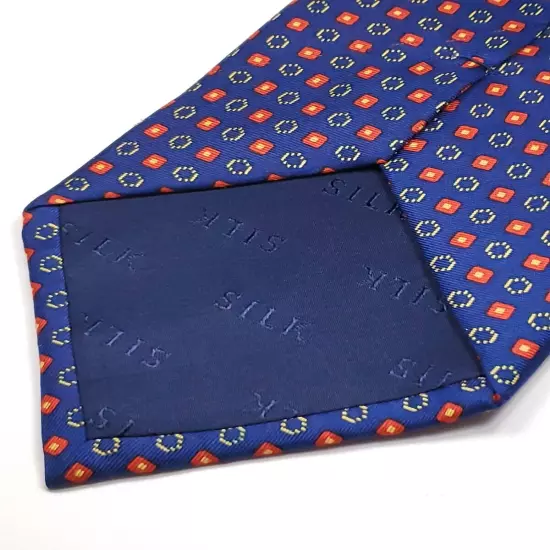 FIRENZE Handmade 100% Silk Tie Men's Navy Blue Red Gold Necktie NEW