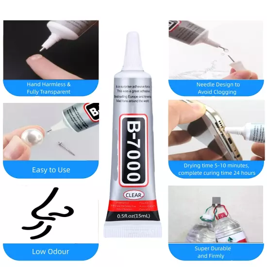 B 7000 15 Ml Glue for Phones, Super Glue,Repair Glue,Jewelry Glue,Clear Glue,0.5