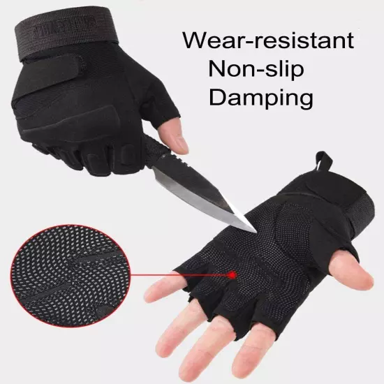 Tactical Fingerless Gloves Military Combat Shooting Half Finger Gloves for Mens