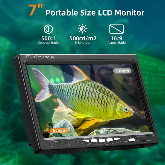 Eyoyo 50M Underwater Fishing Camera 7 inch LCD Monitor Fish Finder Ice Fishing