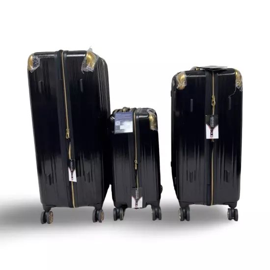 AMERICAN GREEN TRAVEL Melrose Hardside Spinner Luggage, Set of 3 - Black