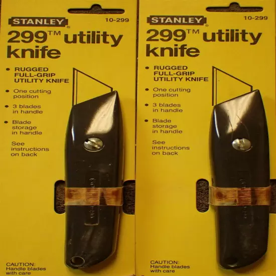 2-Pack 10-299 Stanley Utility Knife-Box Cutter w/3-Blades, Made in USA (BN219)