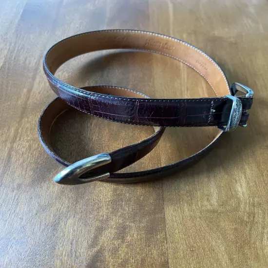 Martin Dingman Hand Made America Alligator Grain Italian Calfskin Belt 32