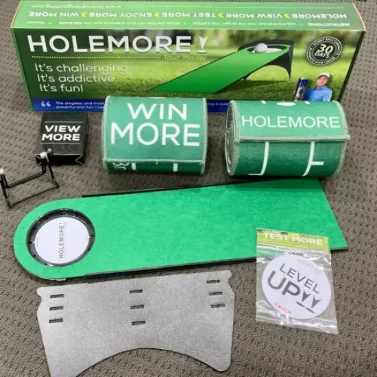 HOLEMORE 3-in-1 Golf Skill Challenge Putting Aid Ball Returner + 5m Premium Mats