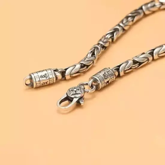 New Retro Silver 5mm Men's Safe Braided Bracelet Trendy Hip-hop Niche for Boyfr