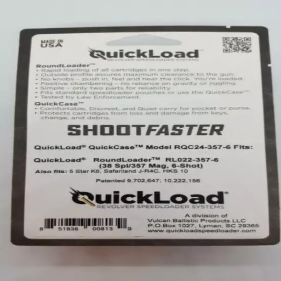 QuickLoad Speedloader 6-shot, 38 cal QuickCase RQC24-357-6