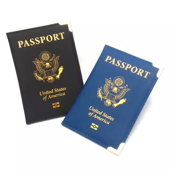 PU Leather Travel USA Passport Cover Passport Clip Thin Travel Document Case ↻