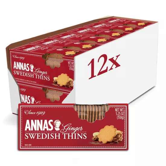 Thins - Ginger Pepparkakor - 5.25 Ounce (Pack of 12) Non GMO + Vegan