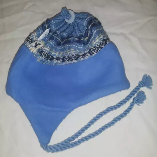 Turtle Fur blue knit lined wool hat with ear flaps adult one-size