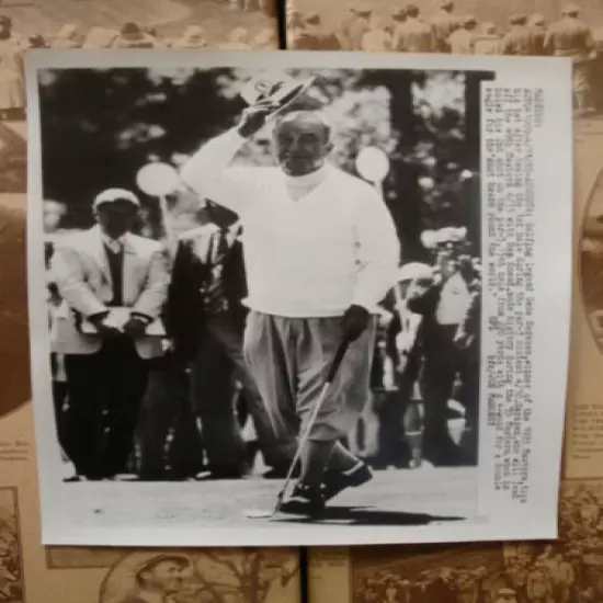 Augusta National Masters Gene Sarazen PRESS PHOTO 50th Anniv 1935 Double Eagle