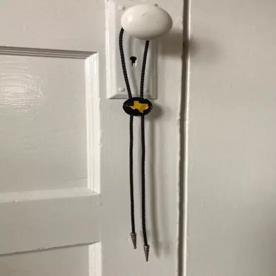 Texas Bottlecap Bolo Tie handmade western style black and yellow