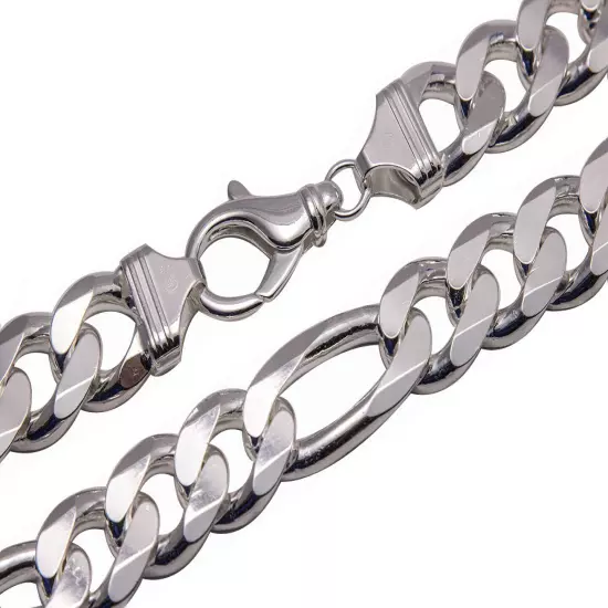 .925 Sterling Silver Figaro Link Chain Necklace 1mm-17mm Sz 16"-36"