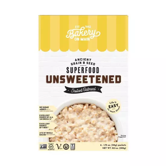 Bakery On Main, Gluten-Free Instant Oatmeal, Vegan & Non GMO - Unsweetened, 1...