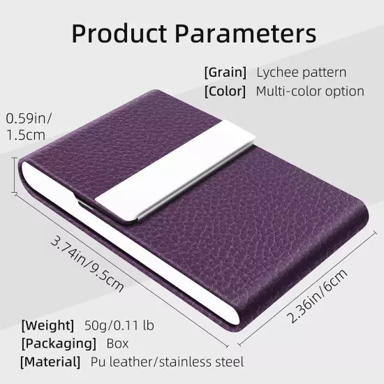 Business Card Holder/Case with Premium PU Leather and Stainless Steel for Men an