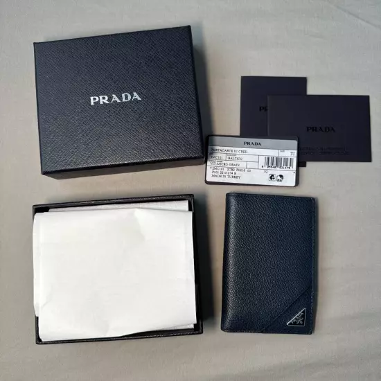 PRADA Card holder Men's Card case Leather Saffiano 2MC101 Blue