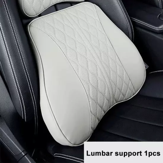 Car Leather Headrest Lumbar Support Rest Neck Pillow Back Cushion Waist Supports