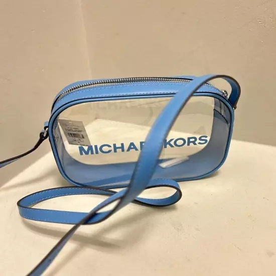 Michael Kors Jet Set Travel Women Medium Clear Vinyl Oval Camera Crossbody Bag