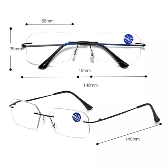 Titanium Alloy Rimless Photochromic Reading Glasses For Men Sunshade Sunglasses