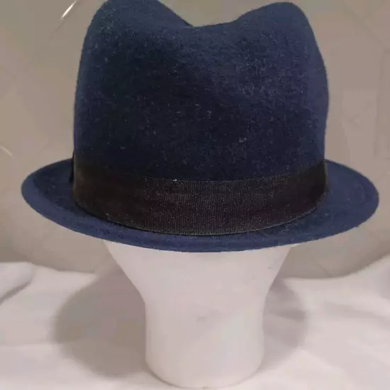 H&M Fedora Wool Hat Size Medium, Unisex, Navy Blue