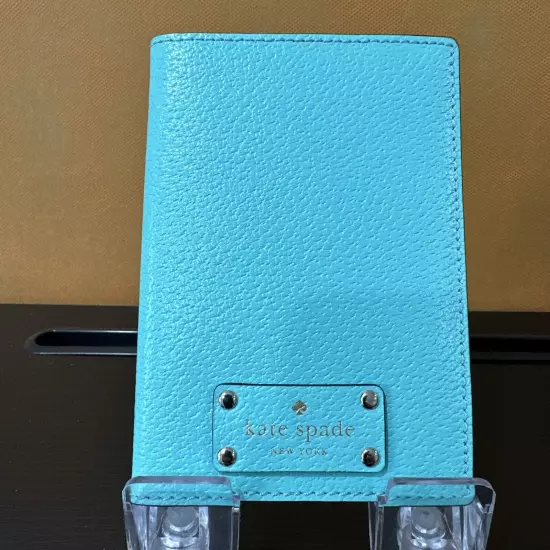 KATE SPADE Passport Holder Wellesley Green Teal Leather