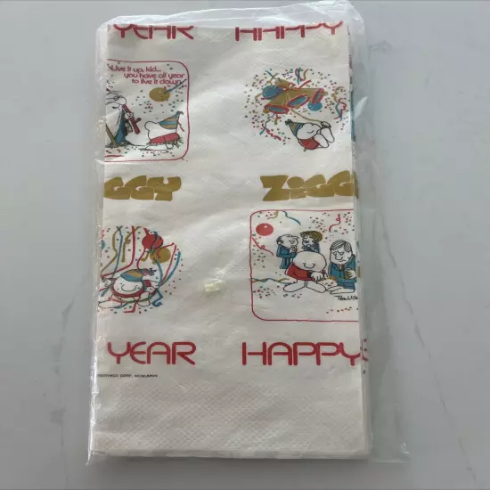 New Sealed Vintage Ziggy Paper Tablecover HAPPY NEW YEAR Party 54" x 96" 1977