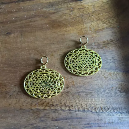 Gold Sri Yantra Earrings