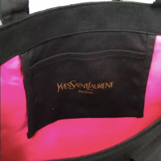 Yves Saint Laurent YSL Tote Bag Black Gold Embroidery Logo Novelty