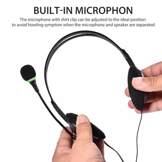 USB Headset with Microphone Computer Headphones for Laptop PC Call Center Work