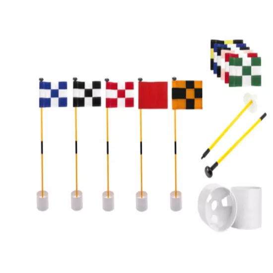 Golf Flagstick Putting Green Golf Pin Flags Hole Cup Set for yard